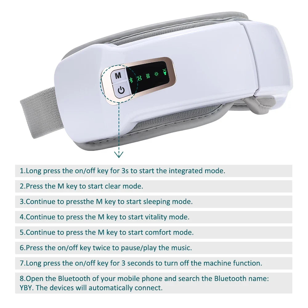 Foldable Eye Air Pressure Massager Airbag Vibration Massage Hot Compress Bluetooth Music Relieve Eye Dry Fatigue Smart Glasses