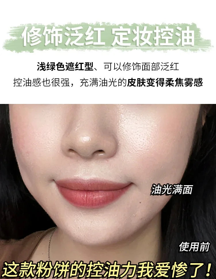Green Tea Matte Face Mist Pressed Powder: 24 Hour Oil Control Setting Foundation - Full Coverage Waterproof Makeup