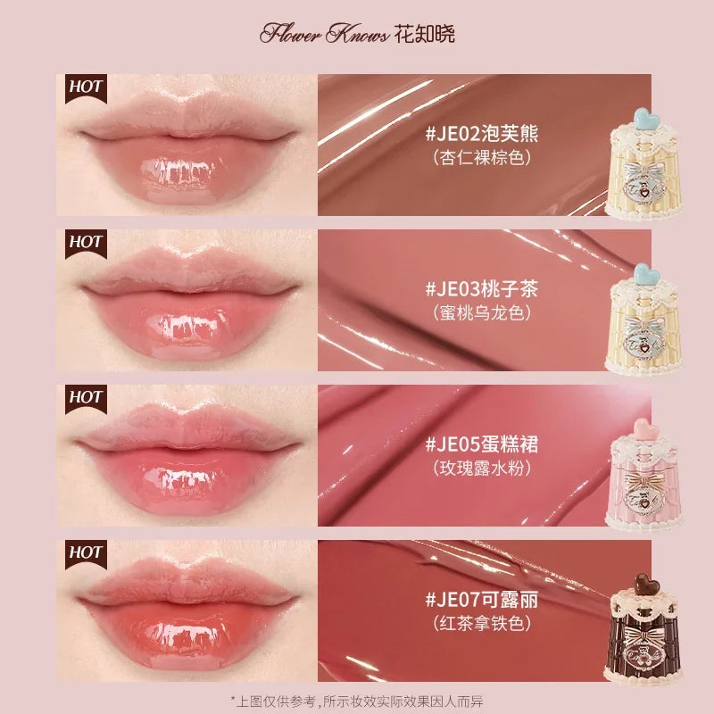 Flowerknows THE SWEETIE BEAR COLLECTION Coating Lip Jelly SOFT Lip gloss,Hydrating Gloss,Moisturizing Tint,Shine & Glow Finish