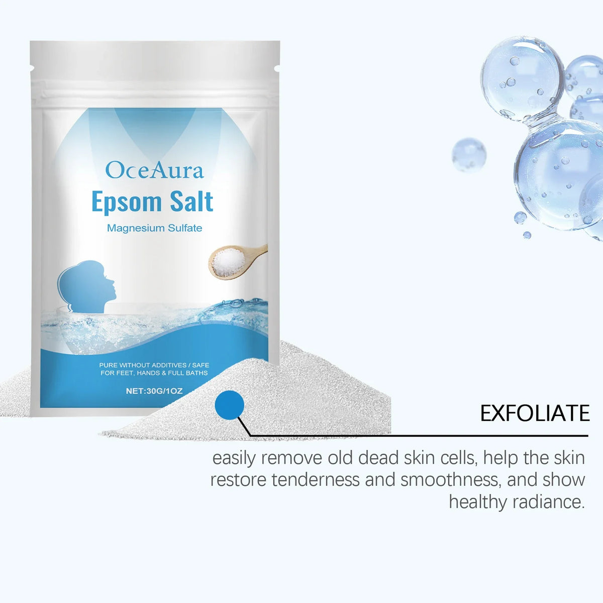 Epsom Salt Magnesium Sulfate Moisturizing Exfoliating Pure Natural Feet Hands Bath Body Relaxation Muscle Relief Detox Skin Care