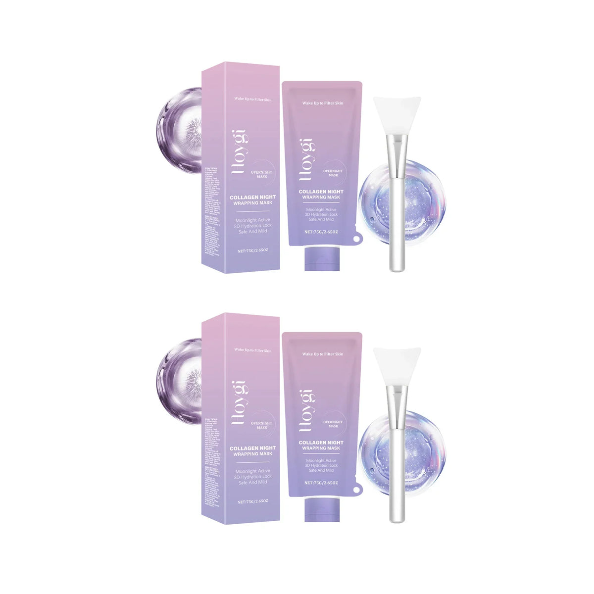 Collagen Night Wrapping Mask Firming Hydrating Glowing Skin Exfoliating Face Mask with Hyaluronic Acid for Deep Cleansing
