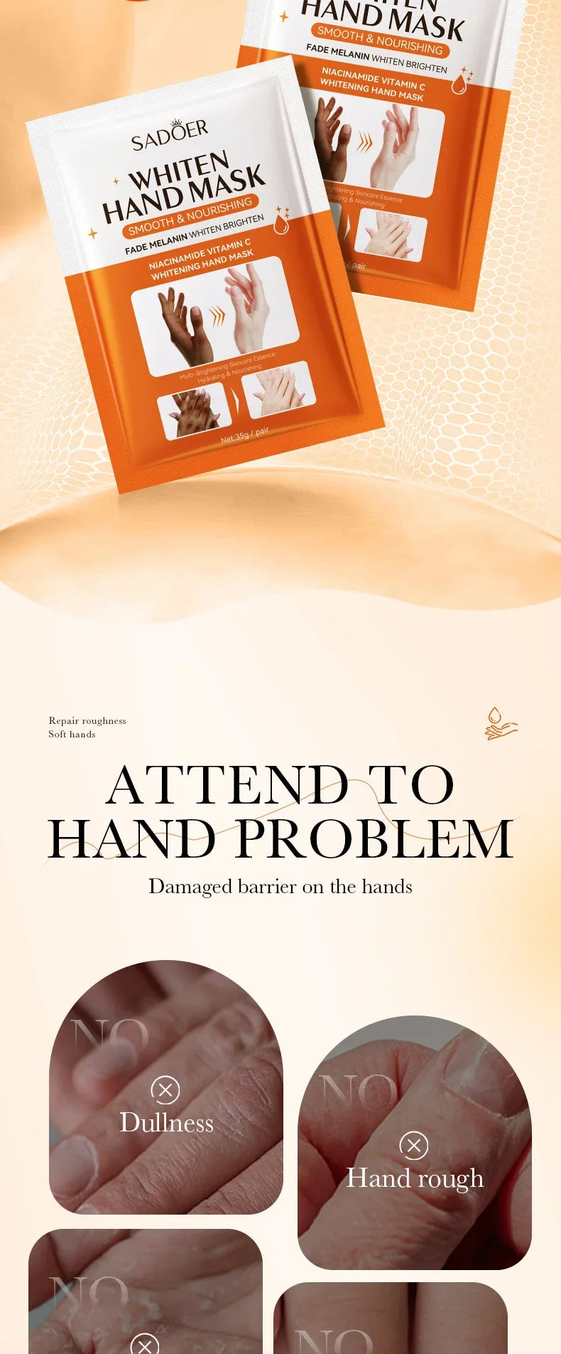 1/2/5 Pairs SADOER Niacinamide Hand Mask Hands peel barb Repair Moisturizing Nourishing Brightening Hand Gloves Hands Skin Care