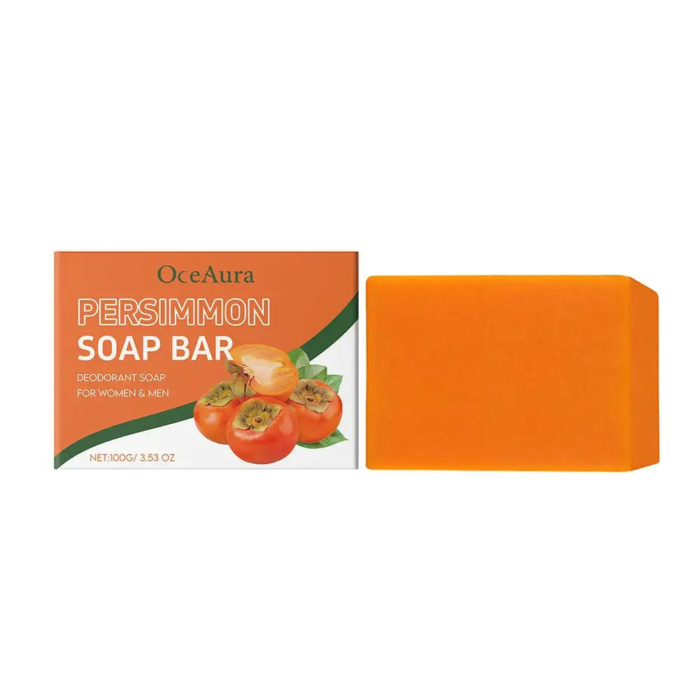 100/200G Persimmon Soap Bar for Body Odor Removal, Handmade Persimmon Green Tea Soap for Face and Body Wash Gentle Deodorant Bar