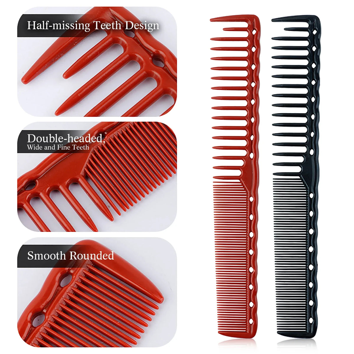 2/8PCS Pro Barber Fade Haircut Combs Anti-static Hair Clipper Combs For Men Wide Fine Tooth Taper Combs Salon Styling Tools