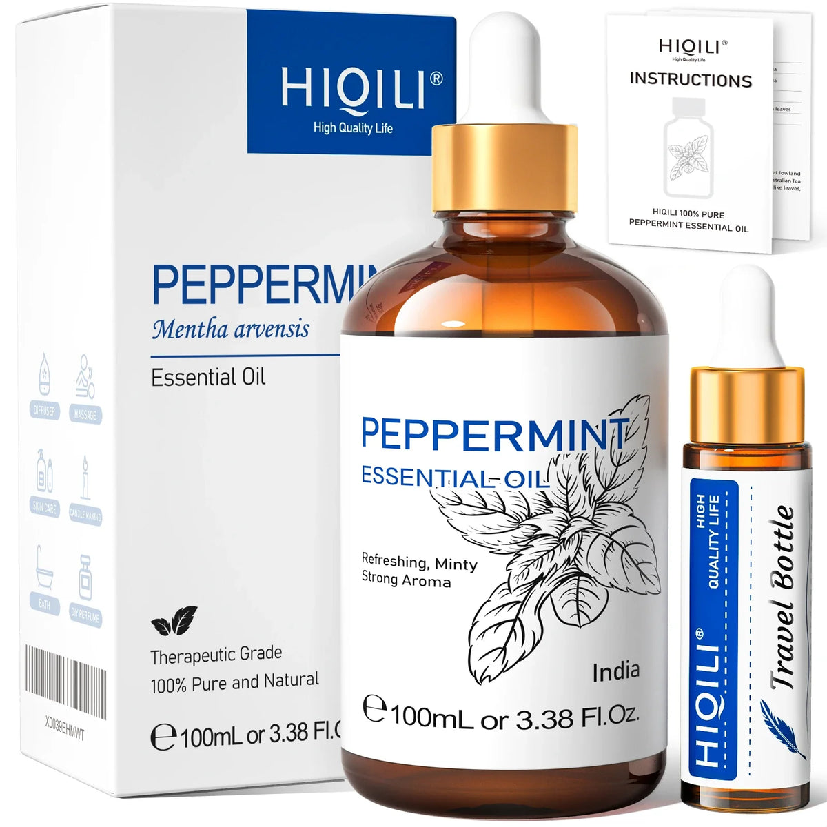 HIQILI 100% Pure Lavender Essential Oil 100ML Aromatherapy Diffuser Oil for Sleep Relaxation Diffuser Massage Skin Care