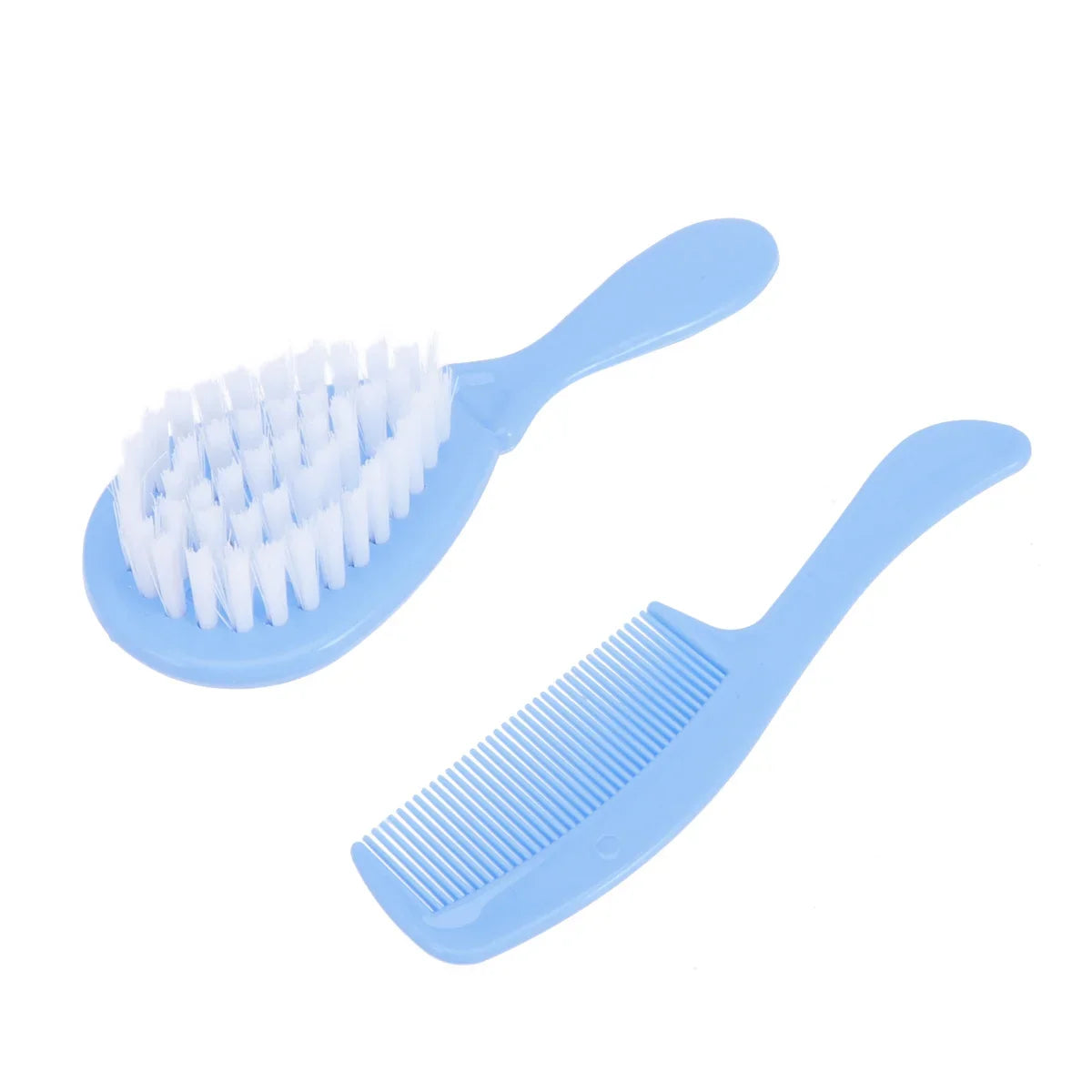 Baby Massage Comb and Brush Set Blue Circular Tooth Design Safe Non Scratch Hair Care Promote Blood Circulation Brain