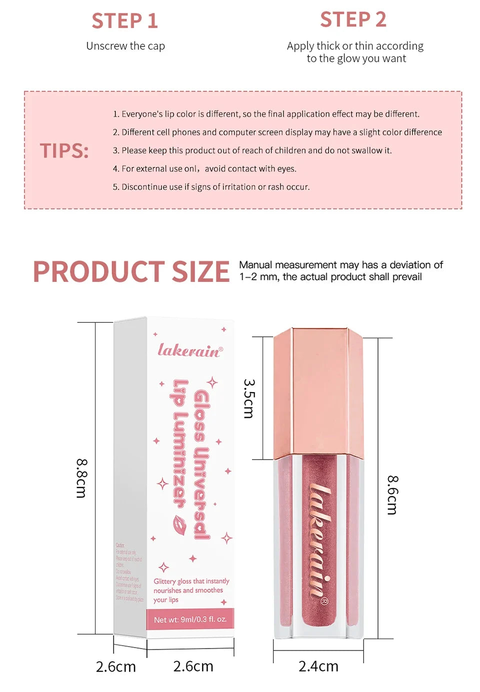 Diamonds Glitter Gloss Universal Lip Luminizer 8 Colors Lip Gloss Non-sticky Moisturizing Plumper Long Lasting Glitter Liquid