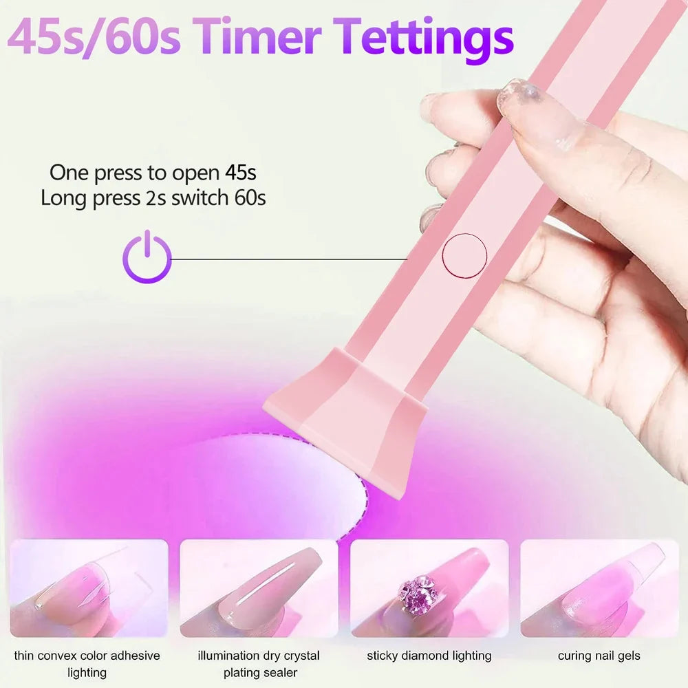 Handheld UV Light for Gel Nails Mini UV Light for Gel Nails Cordless Rechargeable Mini Nail Lamp for Fast Curing Ge