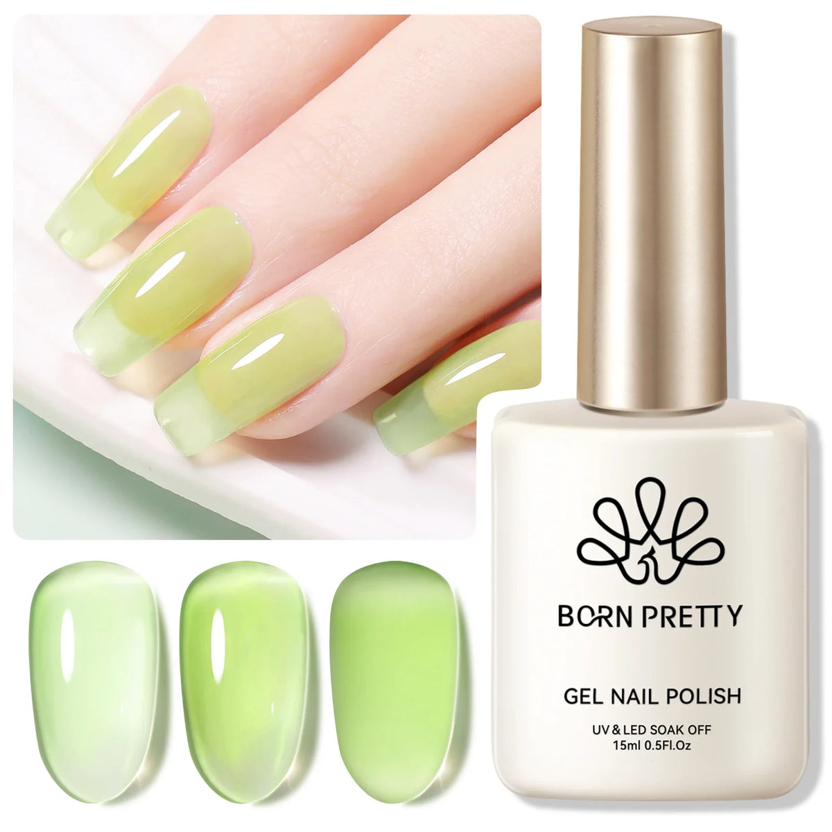BORN PRETTY 15ml Nail Gel Polish Glitter Gorgeous Full Coverage Soak Off UV LED French Nail Art Jelly Nude Pink Varnish