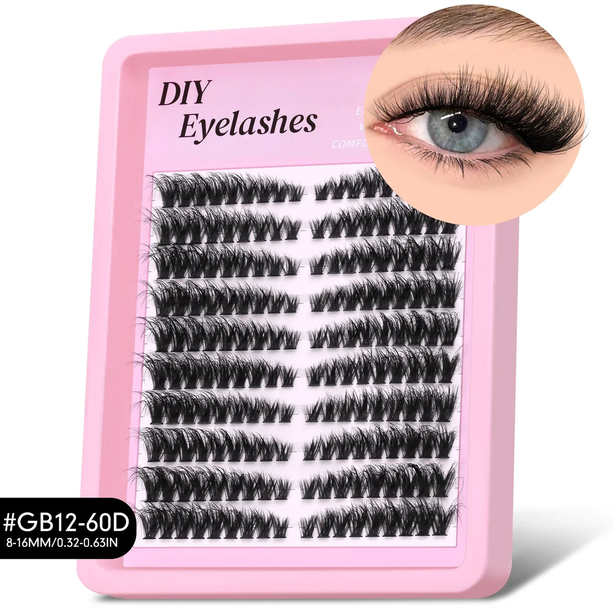 GROINNEYA Fluffy Lashes Clusters 510pcs D Curl 6 Styles 8-16mm Wispy Individual Lashes Soft False Eyelashes Eyelash Extensions