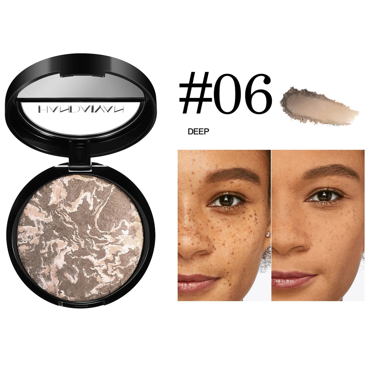 7 Colors Baked Duo Powder Matte Finishing Face Foundation Setting Powder Compact Waterproof Full Coverage Makeup Setting Base