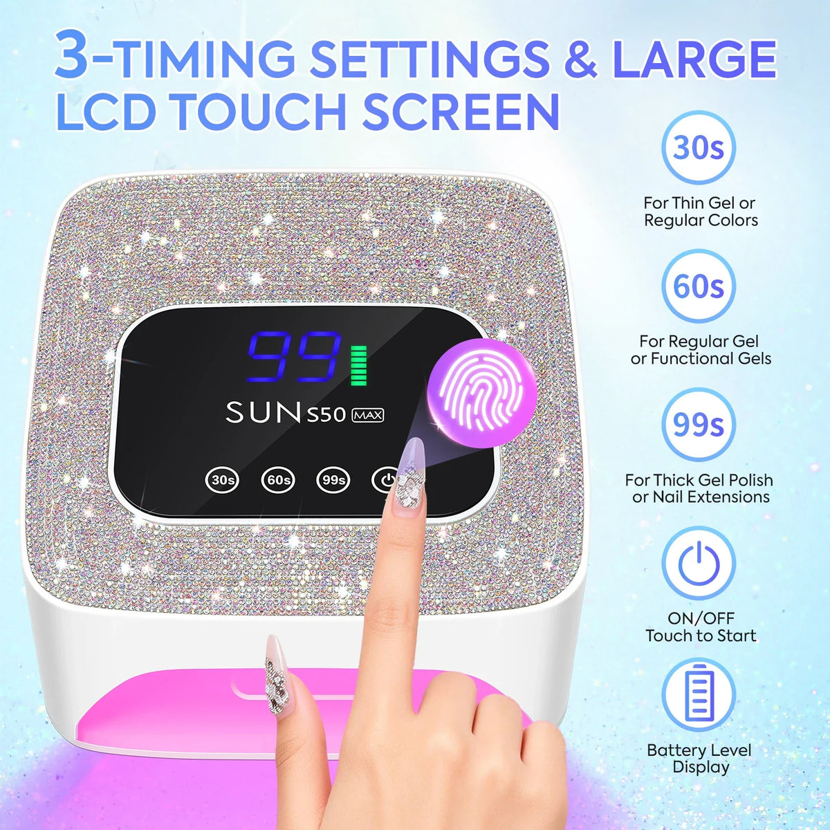 DianaBeauty 180W Rechargeable UV LED Nail Lamp 57 LEDS Cordless Gel Polish Drying Lamp For Manicure Professional Salon Tools