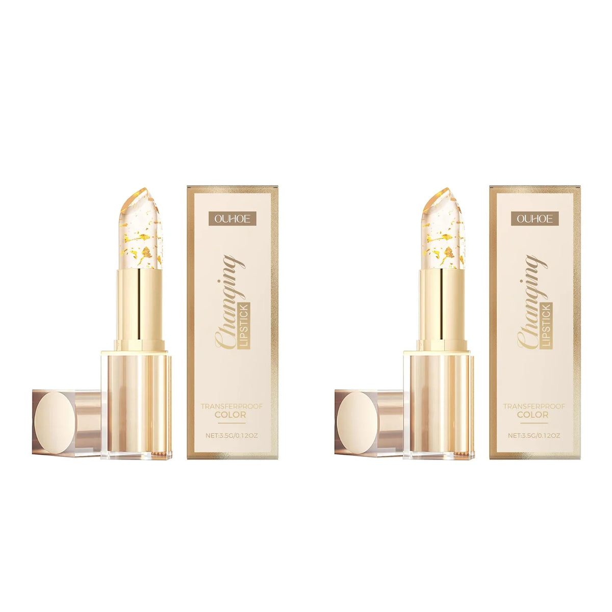 Gold Foil Color Changing Lip Balm Glossy Non-Sticky Nourishing Moisturizing Lasting Transferproof Color Changing Lipstick