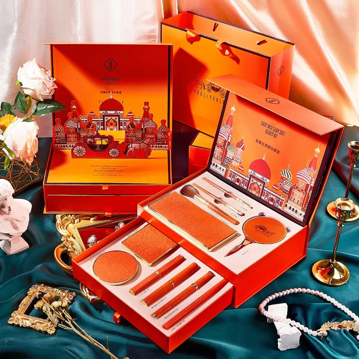 Christmas Makeup Set Gift Box BB Cream Lipstick Eyeliner Eyeshadow Eyebrow Pencil Beauty Makeup Cosmetics Holiday Gift
