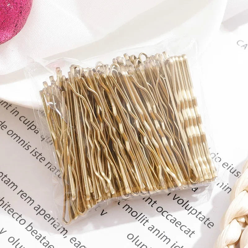 5/6/7cm Alloy Bobby Pins Barrettes U Shaped Metal Hair Pins Waved Hair Clips Bridal Hair Pins Hair Styling Tools Black 50Pcs/Bag