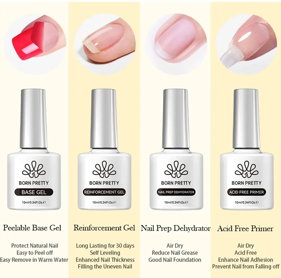 BORN PRETTY 10ml Super Top Coat No Wipe for Gel Nail Polish Varnis Semi Permanent Matte Top Nail Thick Rubber Base Manicure Tool