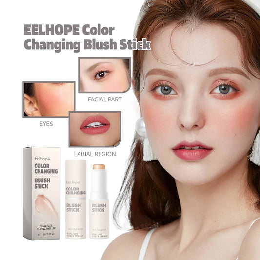 Color Changing Blush Stick pH Reacting Milk Jelly Tint Lip and Cheek Stain Transparent Moisturizing Dewy Finish Makeup Stick