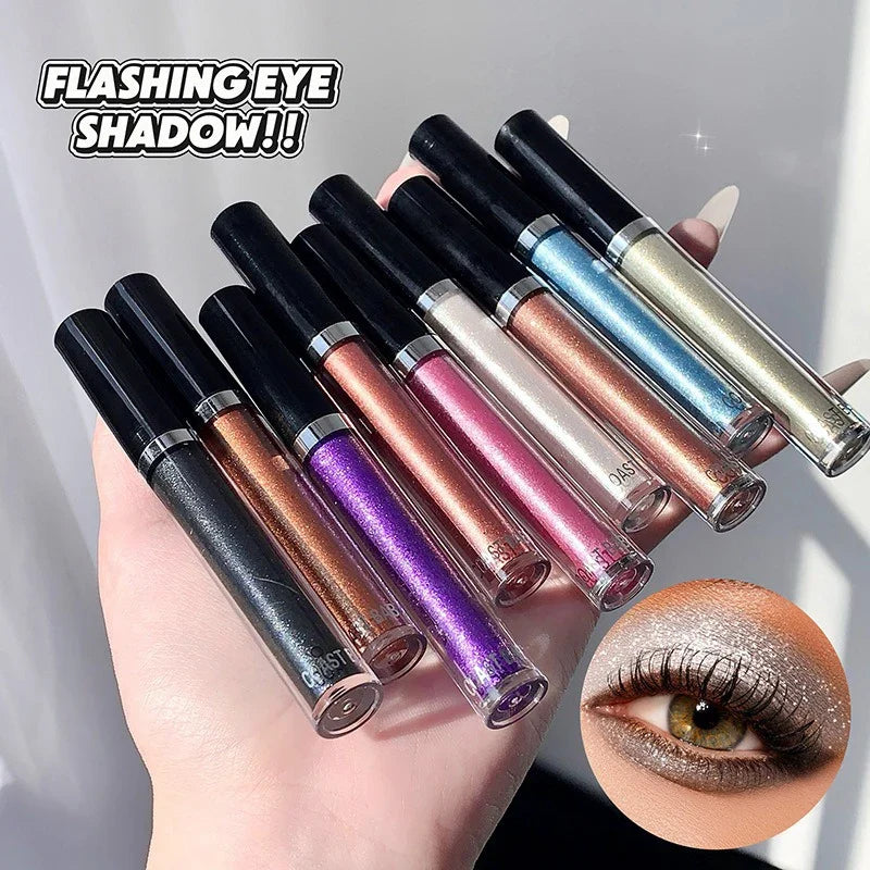 12 Color Liquid Eyeshadow Pearlescent Long-lasting Glitter Eyeliner Waterproof Natural Smokey Silver Shimmer Shadows Eye Makeup