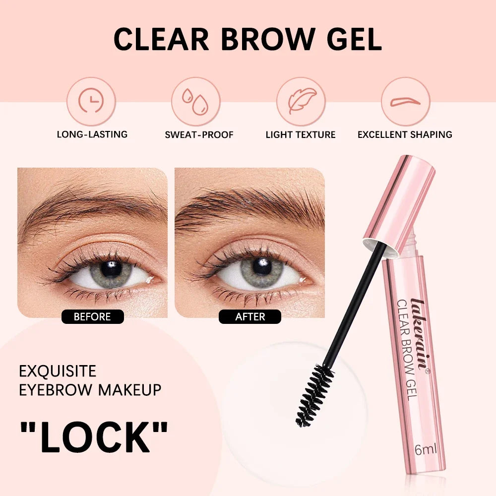 Clear Eyebrow Setting Gel Waterproof & Sweatproof Brow Coat Long-Lasting Non-Fading Transparent Brow Grooming Makeup