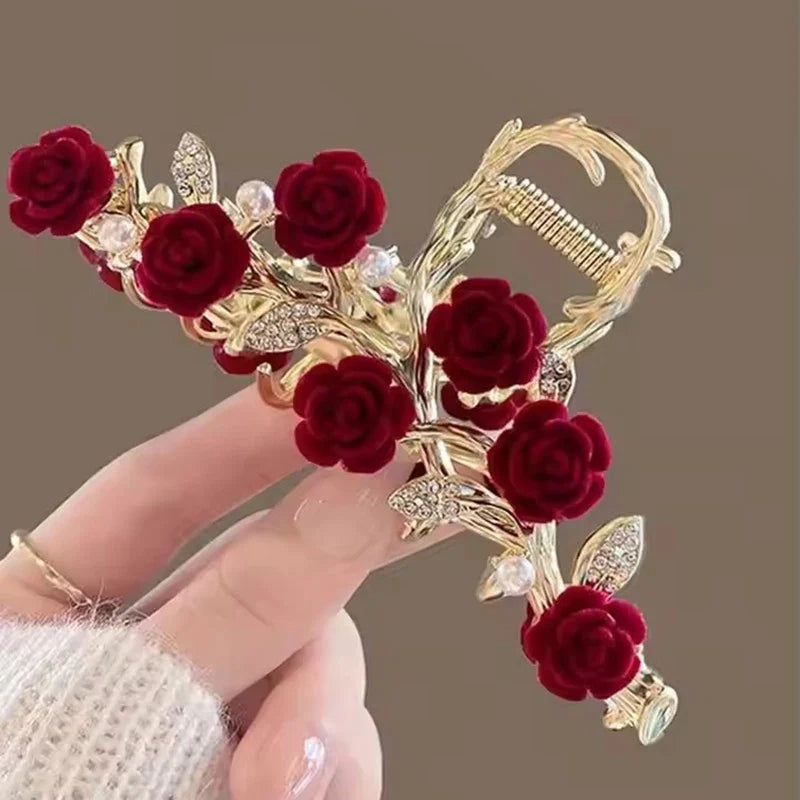 Fashion Antique Roses Hair Claw Clip for Women Stylish Hair Accessory