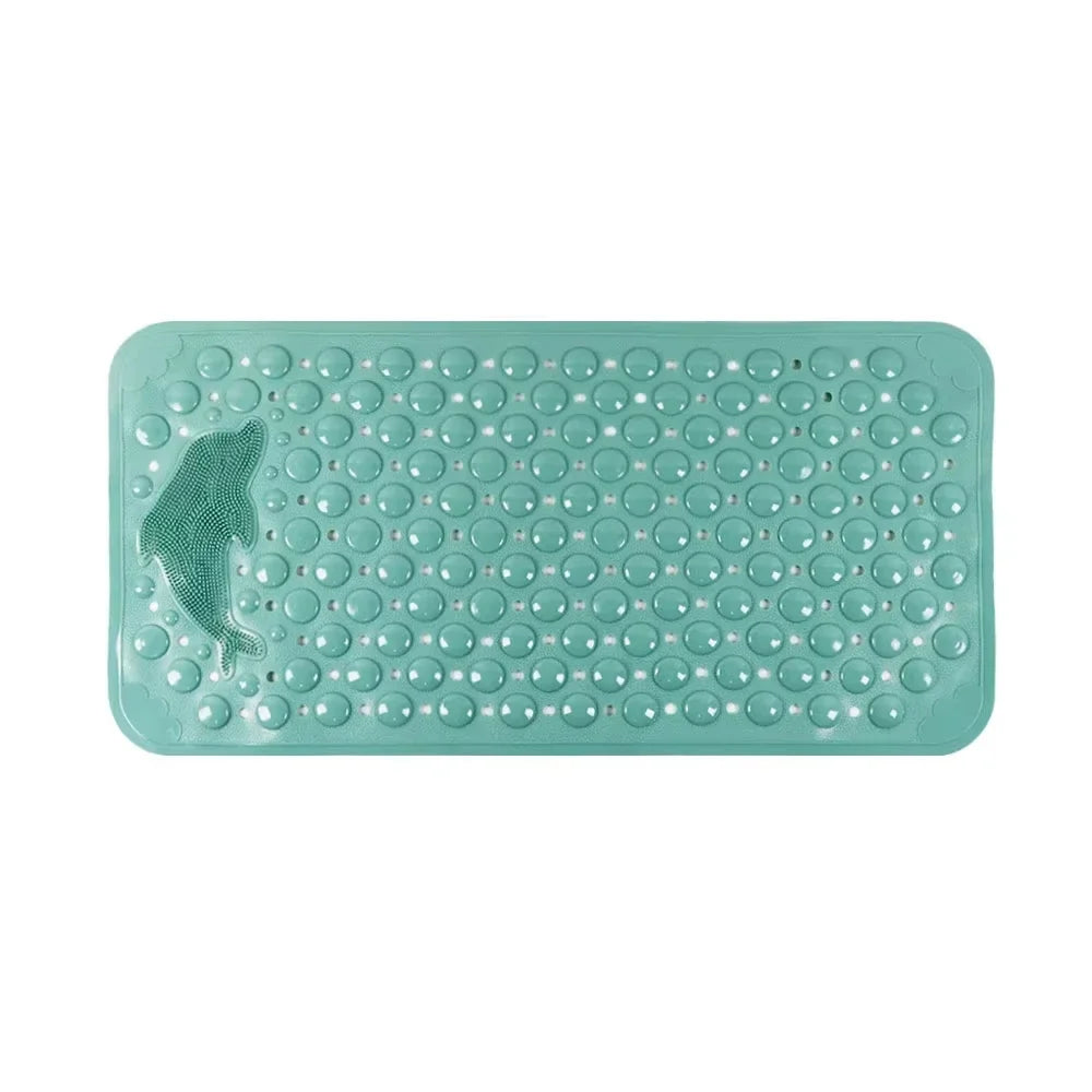 1pc Dolphin Pattern PVC Non-Slip Bath Mat 35*70cm, Massage Safe Foot Rug For Bathroom Bathtub