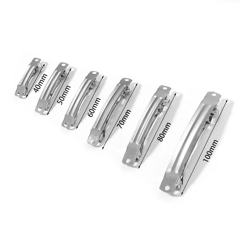 10pcs Spring Hair Clips French Snap Barrettes Hairwear Hairgrips Hair SettingBow Hairpin Supplies For Jewelry Making Wholesale