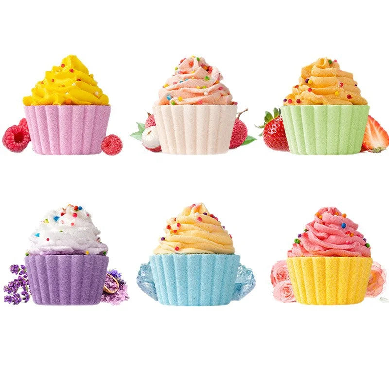 80g Cake Shaped Bath Salt Ball Bubble Bath Balls Creamy Children's Aromatherapy Essential Oil Bath Balls for Relaxing Soak