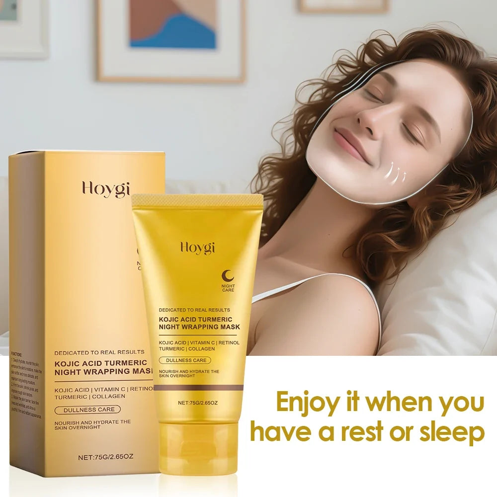 Hoygi Turmeric Peel Off Face Mask 75g with Collagen, Deep Cleansing Exfoliating Facial Mask for Glowing Skin, with Brush, Skin Care for Women