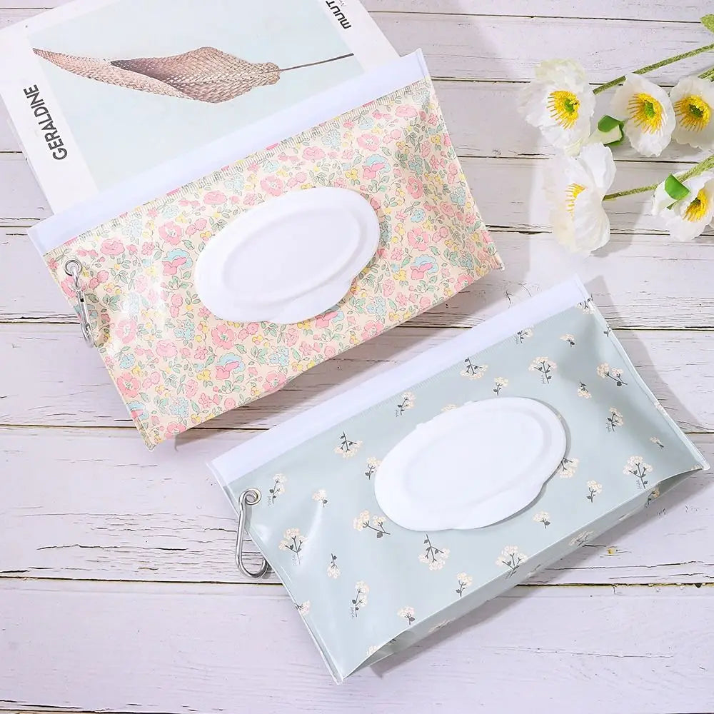 1 PC Outdoor Portable Baby Wet Wipe Pouch Portable Buckle Wipes Holder Case Flip Cover Snap-Strap Reusable Wet Wipe Bag