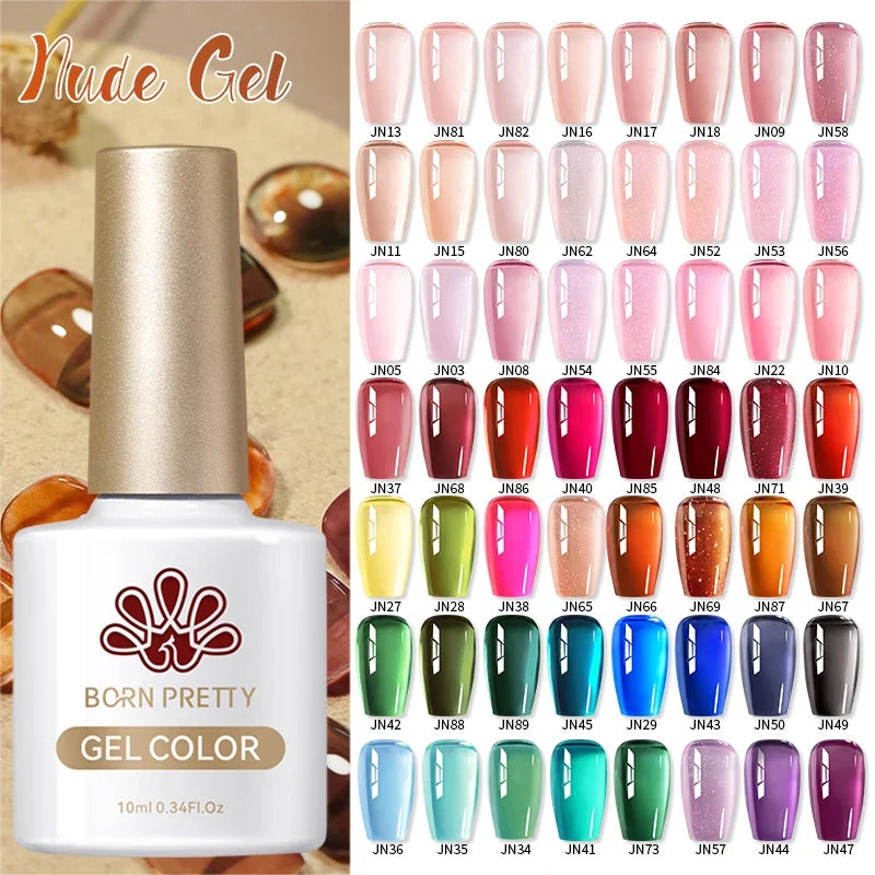 BORN PRETTY 10ml Translucent Color Gel Polish Jelly Nude Autumn Jelly Amber Semi Permanent UV Gel Nail Art Soak Off Gel Varnish