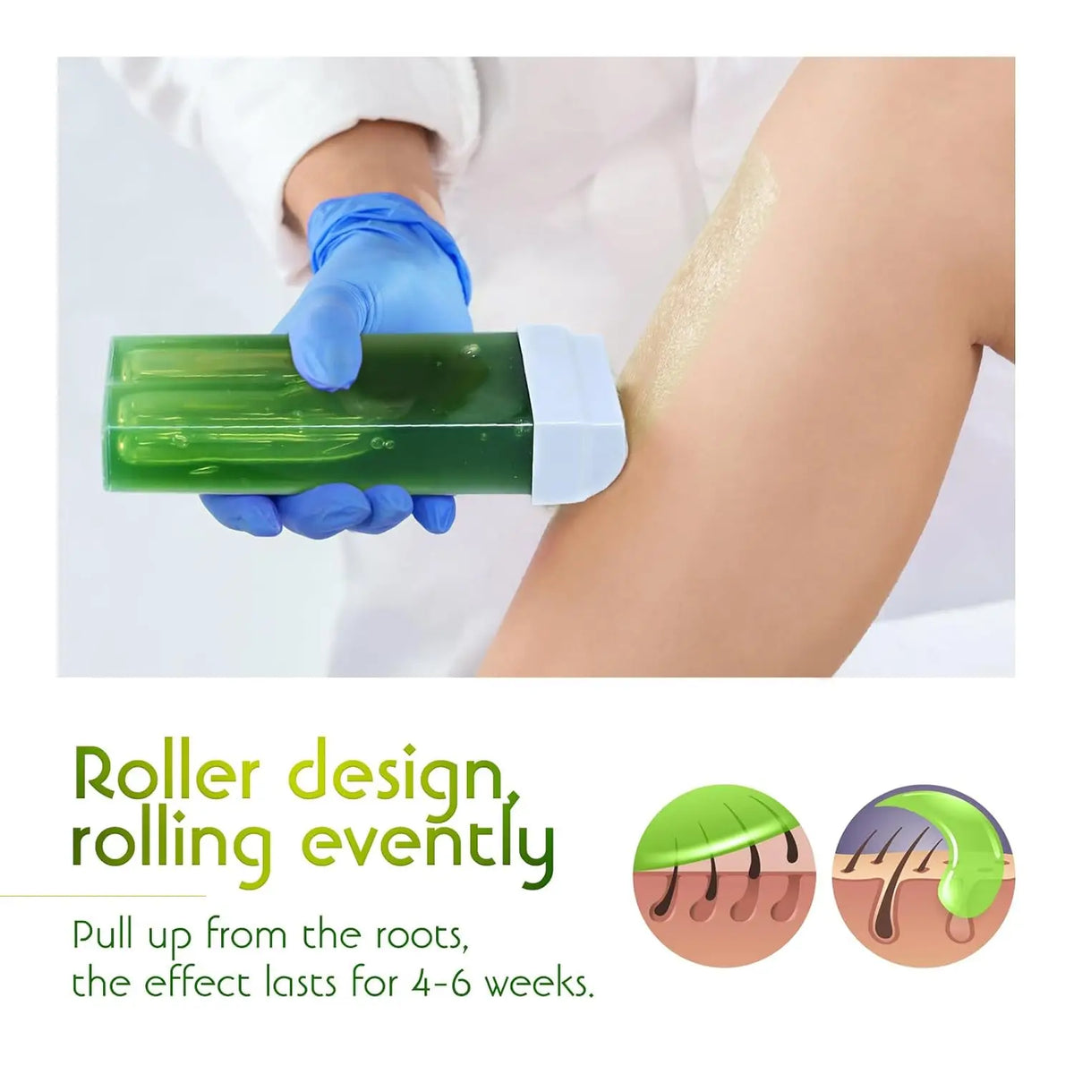 Hair Removal Wax Wax Refill Soft Wax Roller Cartridge For Roll on Waxing Kit Aloe Depilatory Rolling Wax For Sensitive Skin