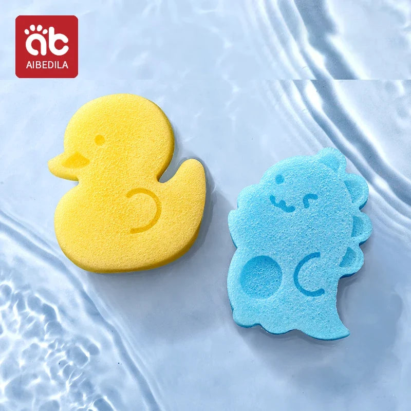 AIBEDILA Baby Duck Shape Bath Sponge Infant Shower Environmental friendly Cotton Scrub Body Bath Brushes Spa Sponge Cleaning