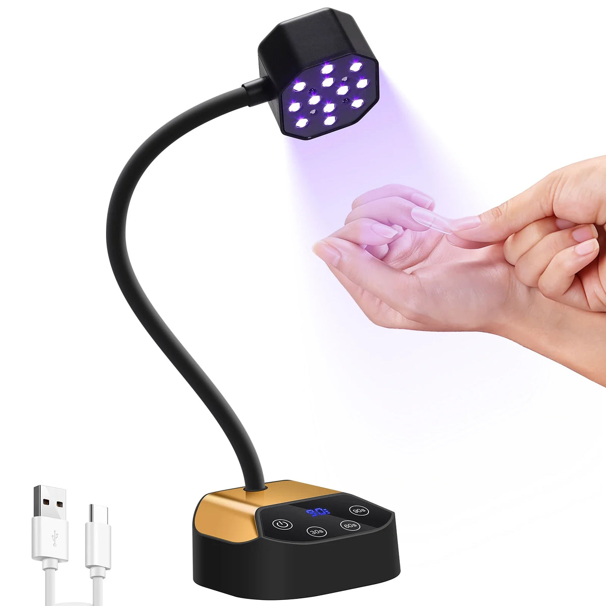 DianaBeauty UV Led Nail Lamp Desktop Rechargeable Nail Dryer with 4 Timer Settings and Auto Sensor Portable UV Light for Nails