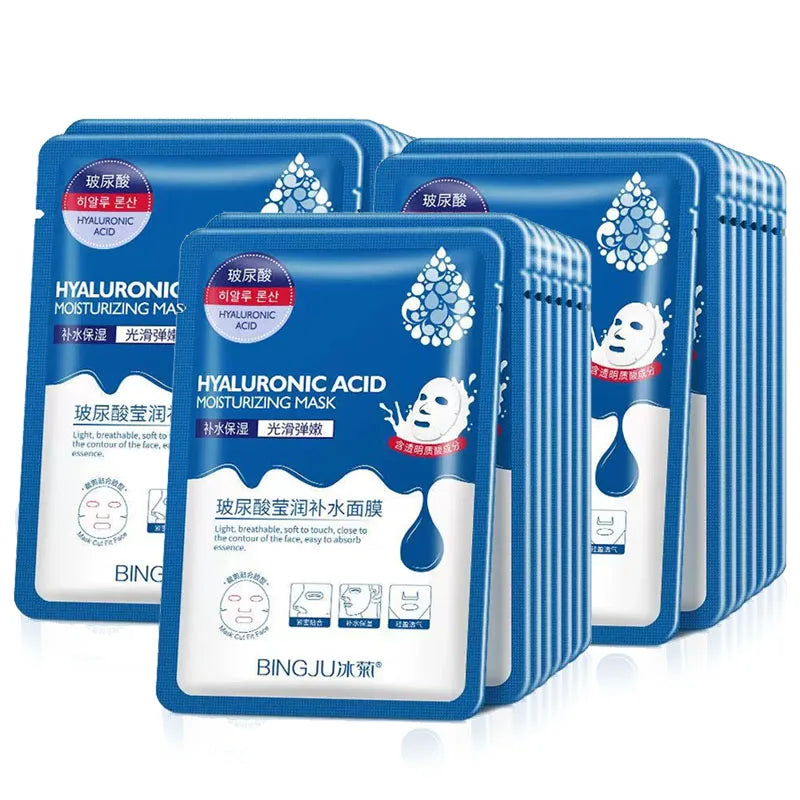 10/20/30pcs Hyaluronic Acid Hydrating Facial Masks Sheet Masks Face Moisturizing Anti-aging Anti Wrinkles Face Mask Skin Care