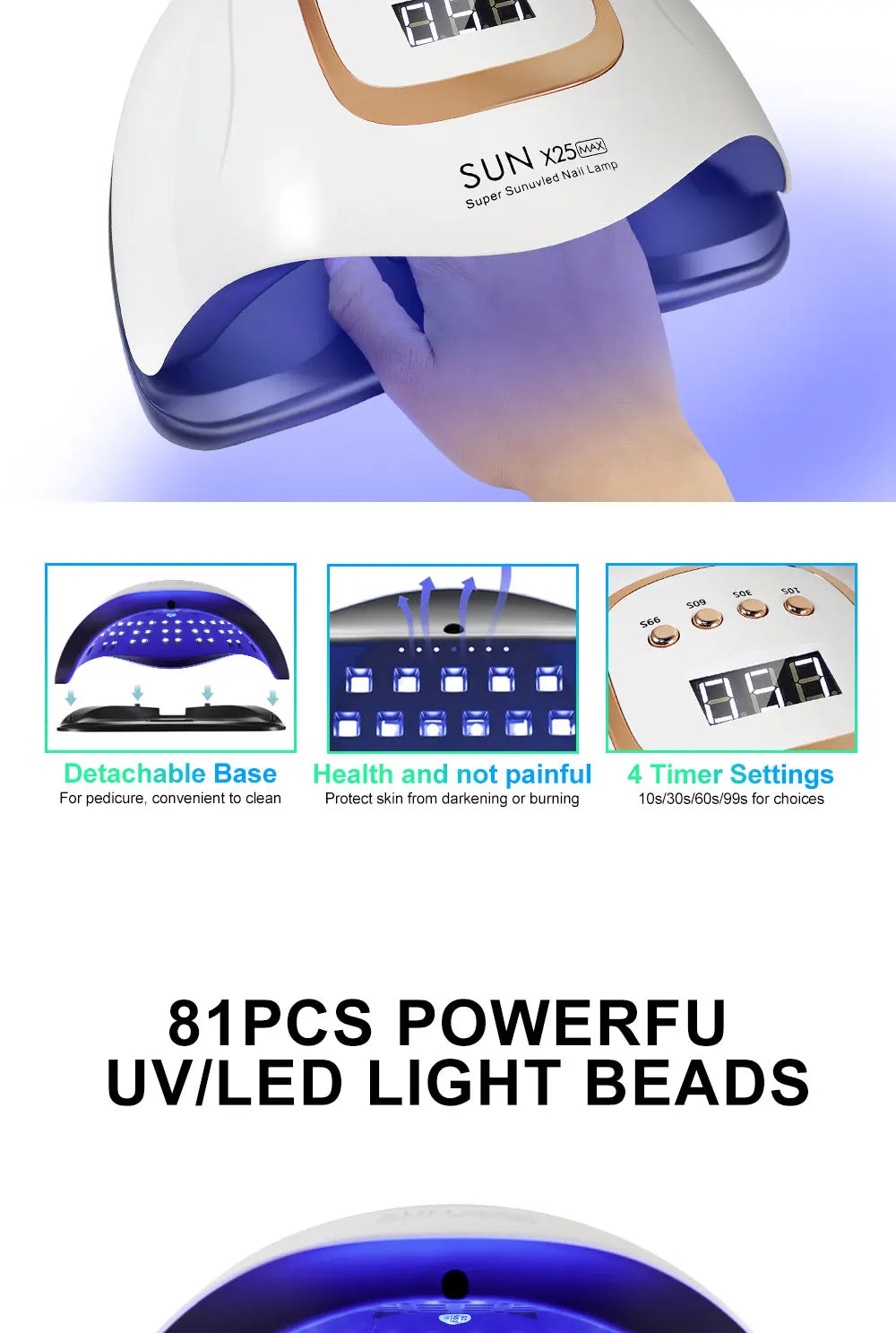 High Power 81LED UV Lamp for Nails Drying Quick Curing All Gel Nail Polish Professional Powerful UV Light Dryer Manicure Salon