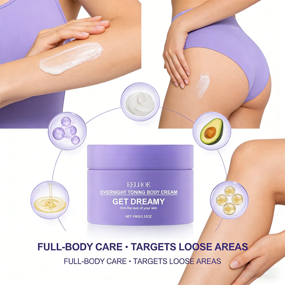 EELHOE Toning Body Cream Collagen Firming Lifting Skin Tightening Reduce Cellulite Fat Body Shaping Moisturizing Massage Cream