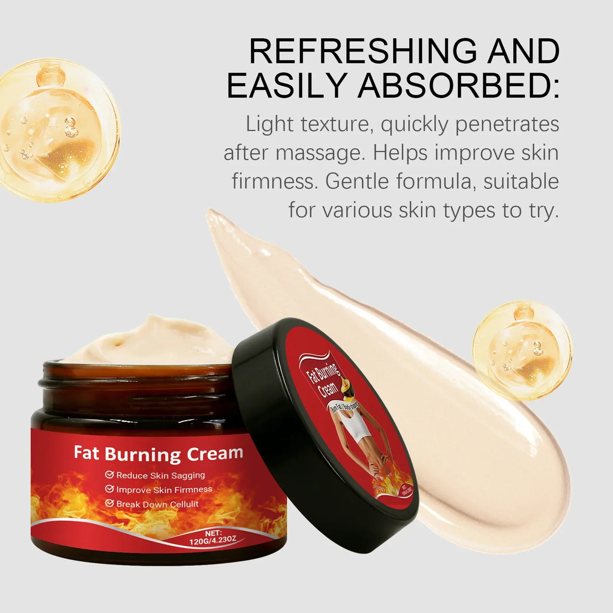 Belly Fat Burning Cream Tighten Skin Massage Anti Sagging Non Greasy Tightening Body Care Cellulite Remover Firming Cream 120g