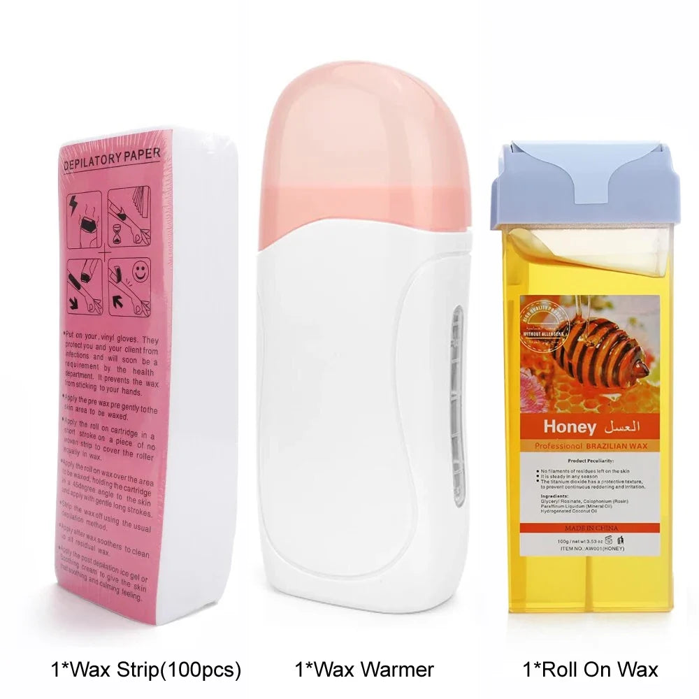 Hair Removal Wax Wax Refill Soft Wax Roller Cartridge For Roll on Waxing Kit Aloe Depilatory Rolling Wax For Sensitive Skin