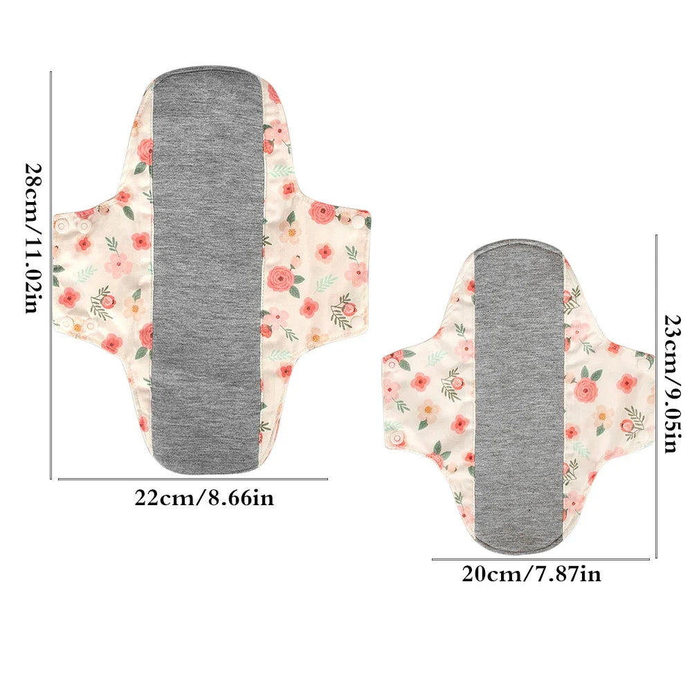 2pcs Reusable Period Pads Keep It In Place Washable Cloth Menstrual Pads Graphene Lining Anti Slip Silicone Design Panty Liner