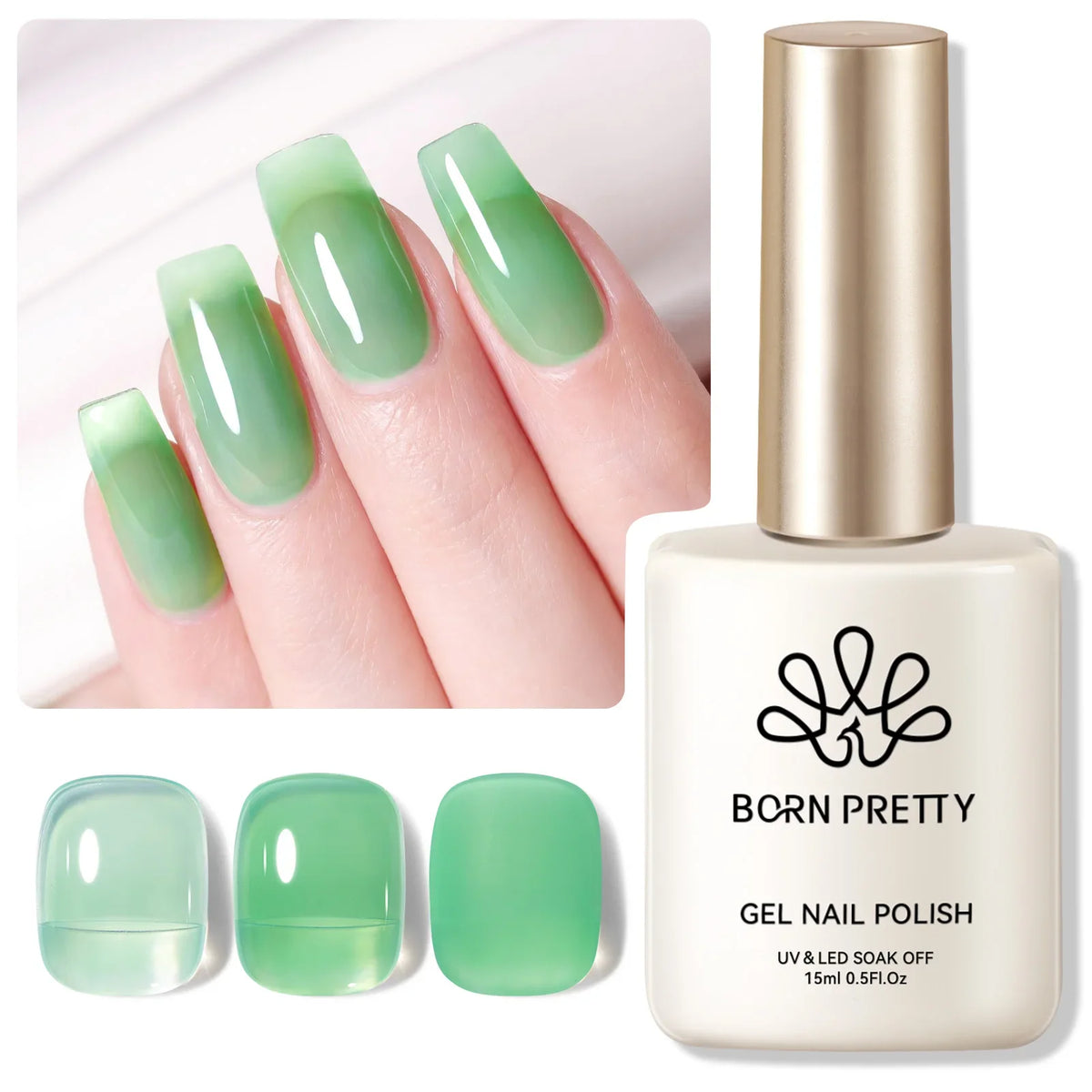 BORN PRETTY 15ml Nail Gel Polish Glitter Gorgeous Full Coverage Soak Off UV LED French Nail Art Jelly Nude Pink Varnish