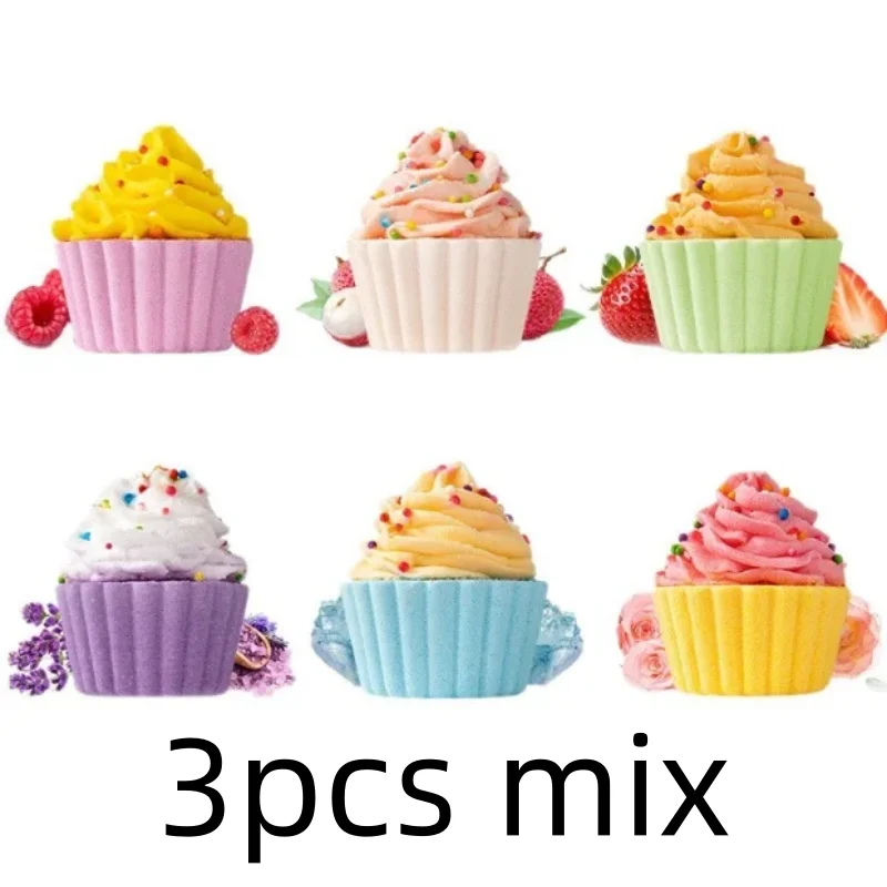 80g Cake Shaped Bath Salt Ball Bubble Bath Balls Creamy Children's Aromatherapy Essential Oil Bath Balls for Relaxing Soak