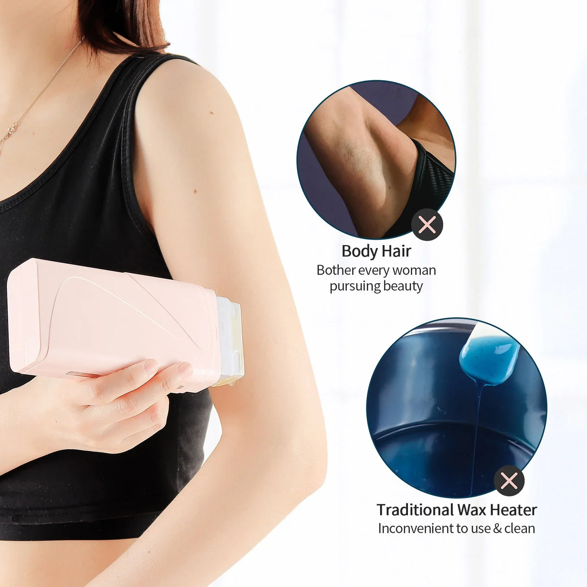 Foreverlily Portable Wax Roller Machine Electric Wax Warmer Depilatory Wax Heater Waxing Leg Warmer Hair Removal Roll On Wax