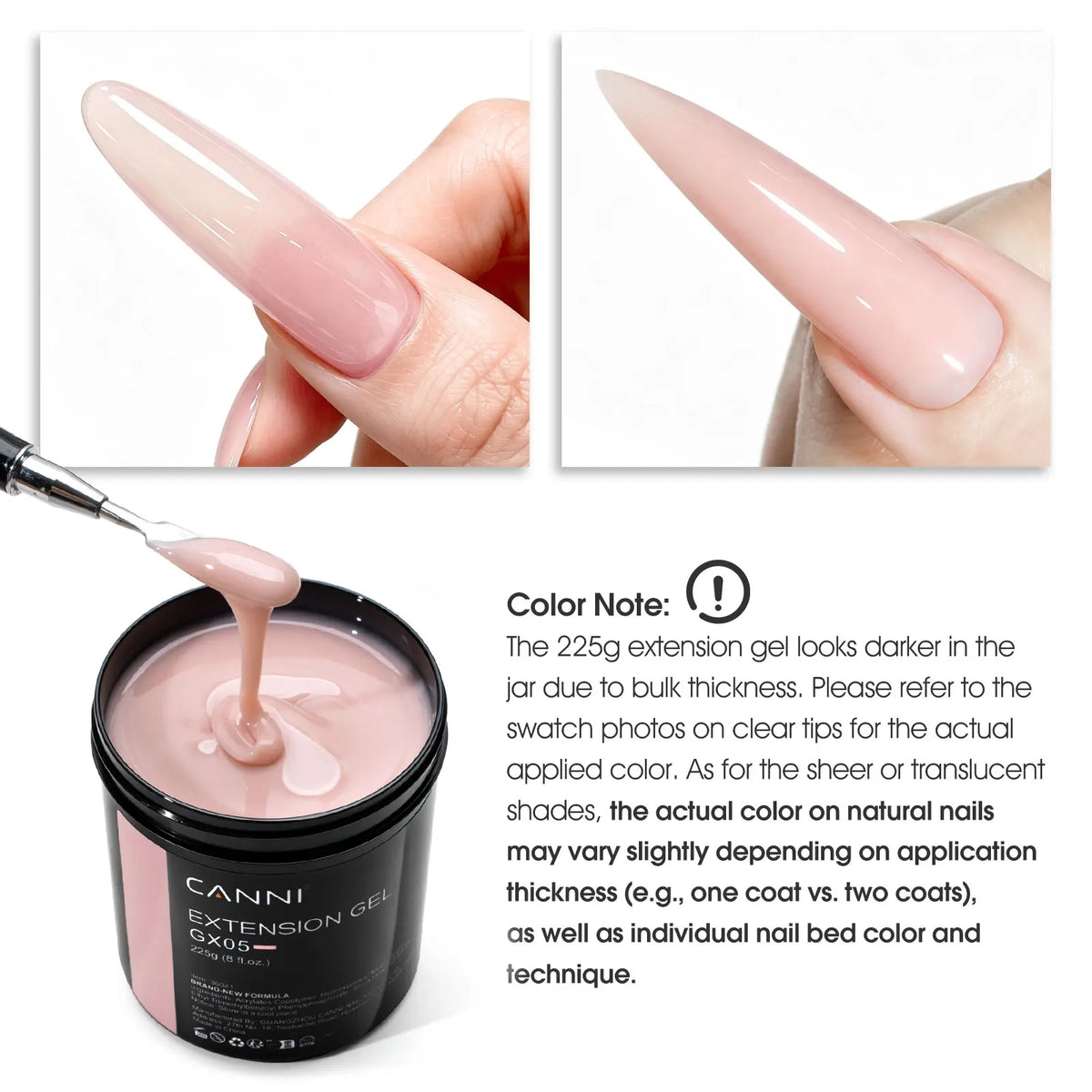 8 Oz TPO FREE CANNI Extension Builder Nail Gel Soak Off LED UV Gel Camouflage Jelly Color Long Lasting Super Glossy Gum Gel