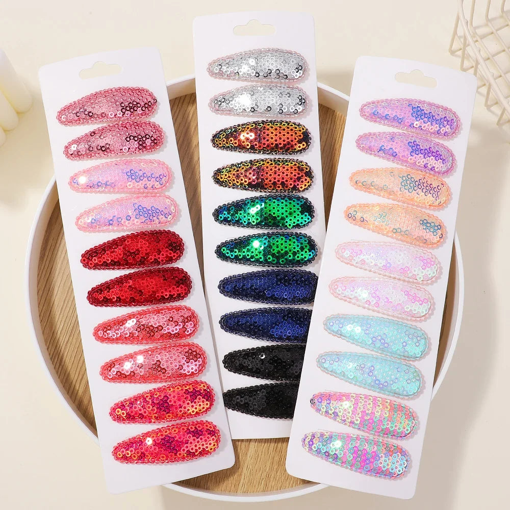 10Pcs/Lot Fresh Print Cotton Alloy Hair Clips for Kids Fabric Plaid BB Hairpins Girl Hairgripe Headwear Baby Hair Accessories