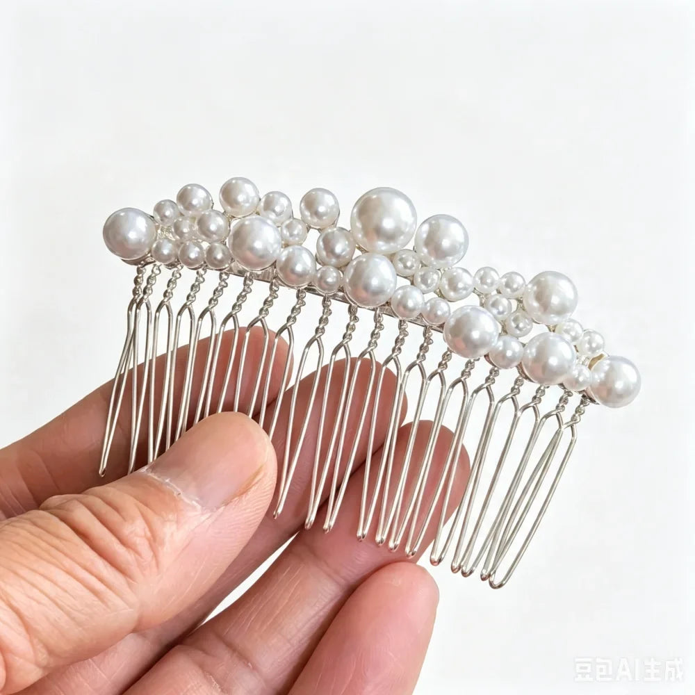 Floral Pearl Rhinestone Hair Comb Elegant Metal Leaf Bridal Hair Clip Pins Wedding Hair Accessory for Bride Updo Hairstyle