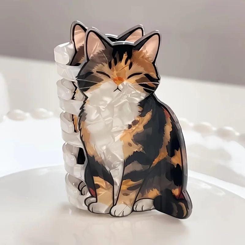 Cat Printed Hair Claw Clip Cute Calico Kitten Strong Hold 1Pc Hair Barrette Fashion Hair Accessories Birthday Gift For Cat Lover
