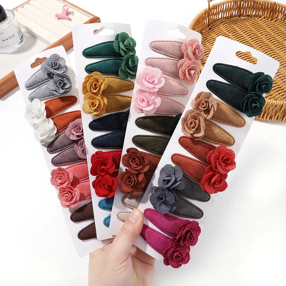 10Pcs/Lot Fresh Print Cotton Alloy Hair Clips for Kids Fabric Plaid BB Hairpins Girl Hairgripe Headwear Baby Hair Accessories