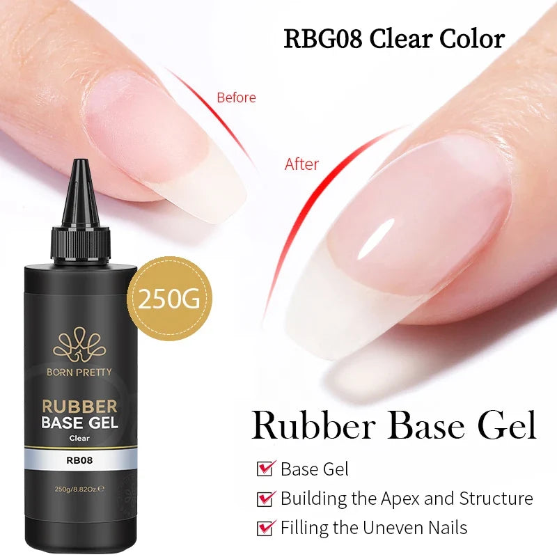 BORN PRETTY 250g Rubber Base Gel Refilled Package Jelly Milky White Nude Semi-Permanent Soak Off Self Leveling Construction Gel