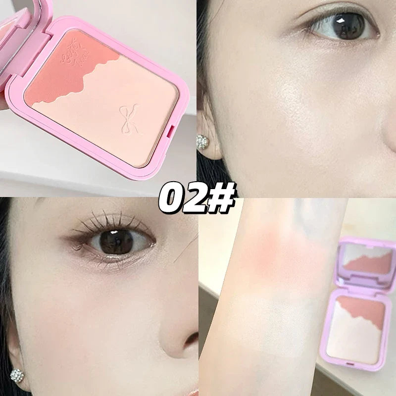 Gege Bear 2-in-1 Highlighter Blush Powder With a Powder Puff Multi-functional Makeup Brightening Natural Matte Makeup