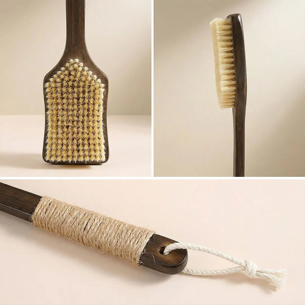 55cm/45cm Back Scrubber for Shower with Curved Long Handle,Wet&Dry Brushing Body Brush,Back Scrubber Bath Tool for Men & Women